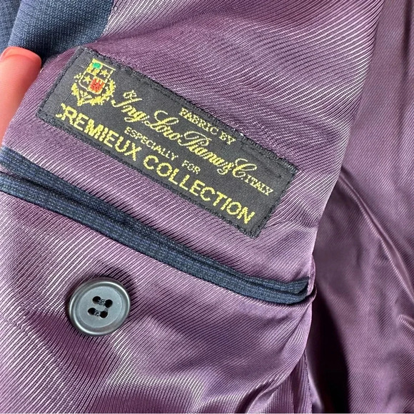 cremieux collection blazer suit jacket wool navy grey 42L - Picture 2 of 9